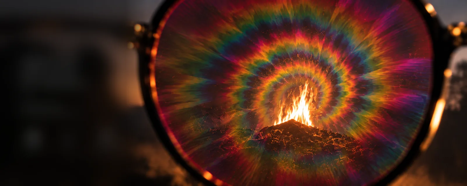 Bonfire seen through a diffraction lens — Magic Glasses by OM Celebration